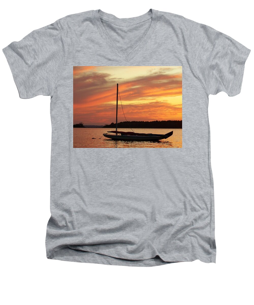 Beach Men's V-Neck T-Shirt featuring the photograph Dewey Bay by Trish Tritz