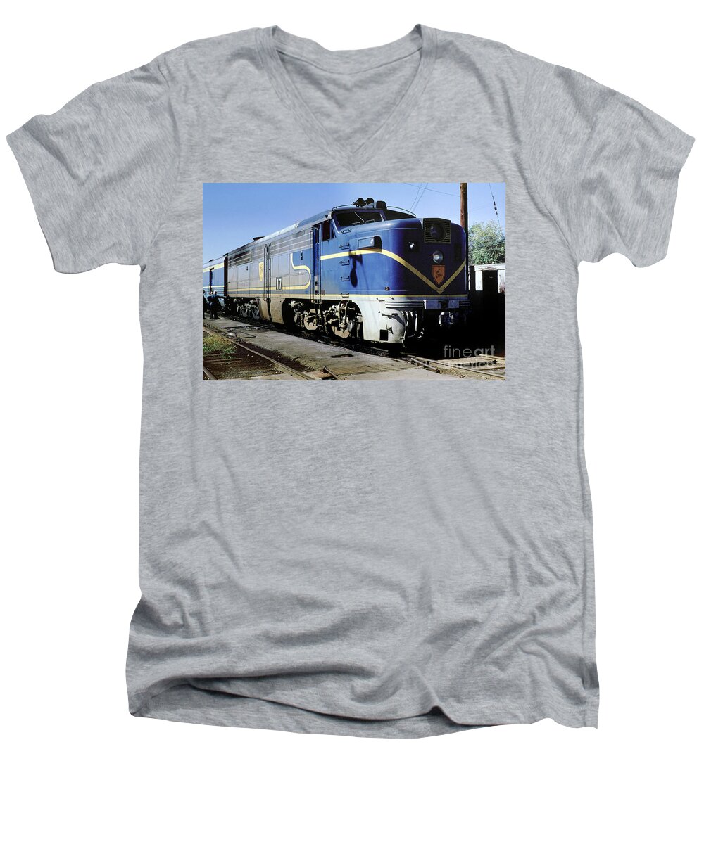 Alco Fa1 Power Men's V-Neck T-Shirt featuring the photograph DH 17 Alco PA4u, Delaware Hudson, Watervliet, Long Island, New by Photovault