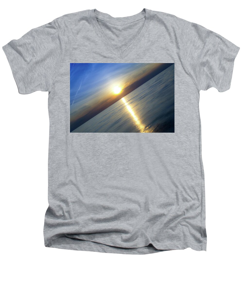 Landscape Men's V-Neck T-Shirt featuring the photograph Diagonal Sunset by Nebojsa Novakovic