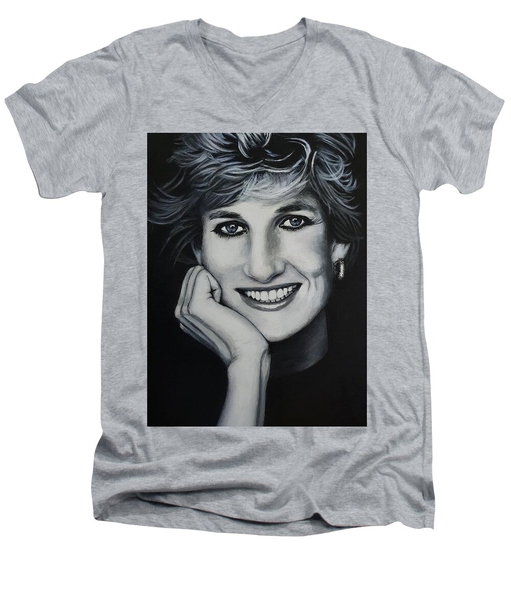 Diana Men's V-Neck T-Shirt featuring the painting Diana by Cassy Allsworth