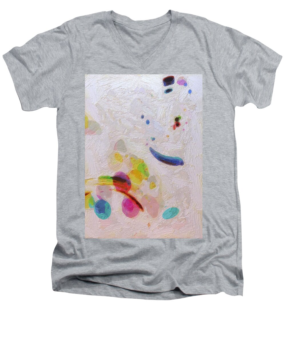Abstract Men's V-Neck T-Shirt featuring the painting Dimensions by Lelia DeMello