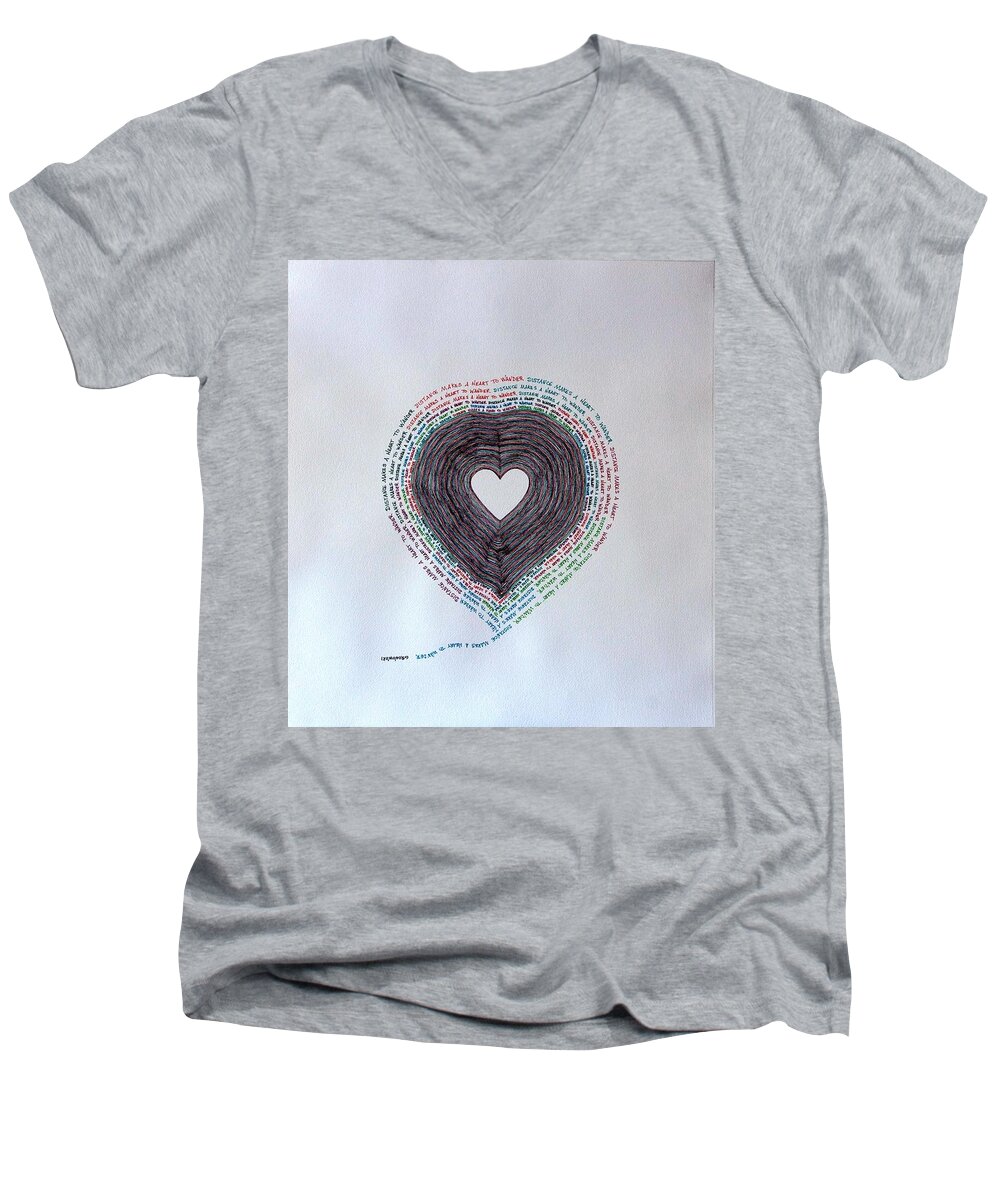 Heart Men's V-Neck T-Shirt featuring the painting Distance by Thomas Gronowski