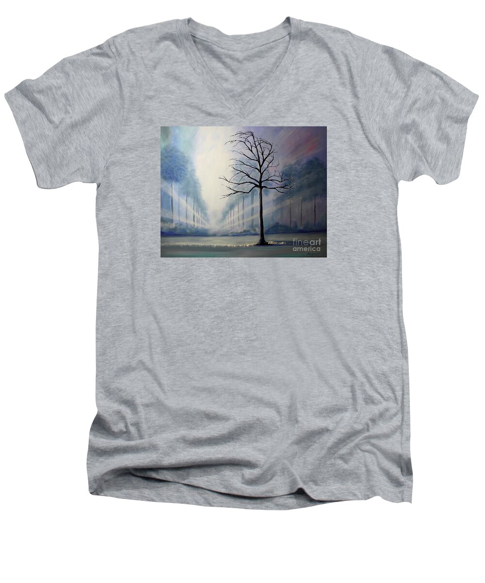 Uplifting Men's V-Neck T-Shirt featuring the painting Divine Serenity by Stacey Zimmerman
