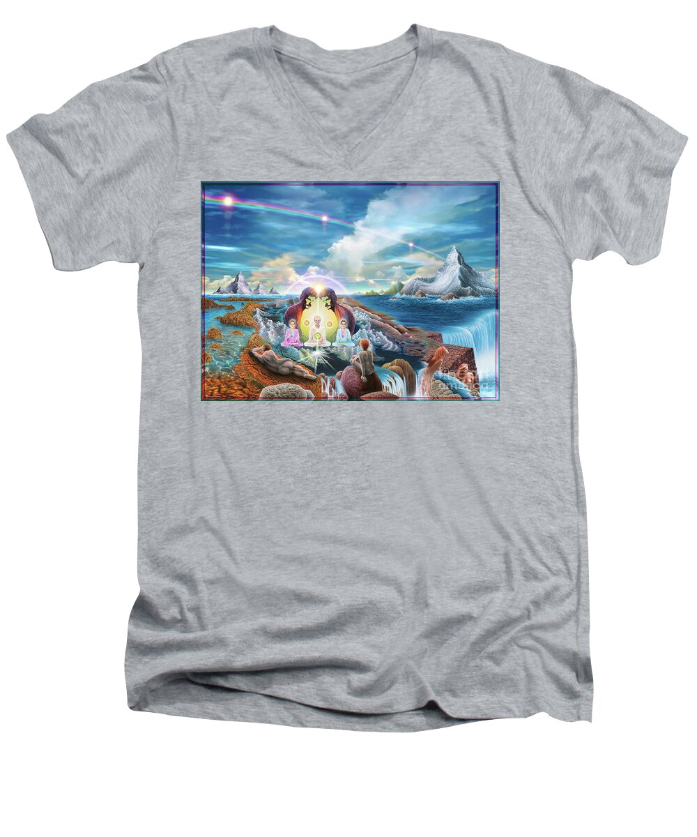 Surreal Art Men's V-Neck T-Shirt featuring the mixed media Do You Have a Vision by Leonard Rubins