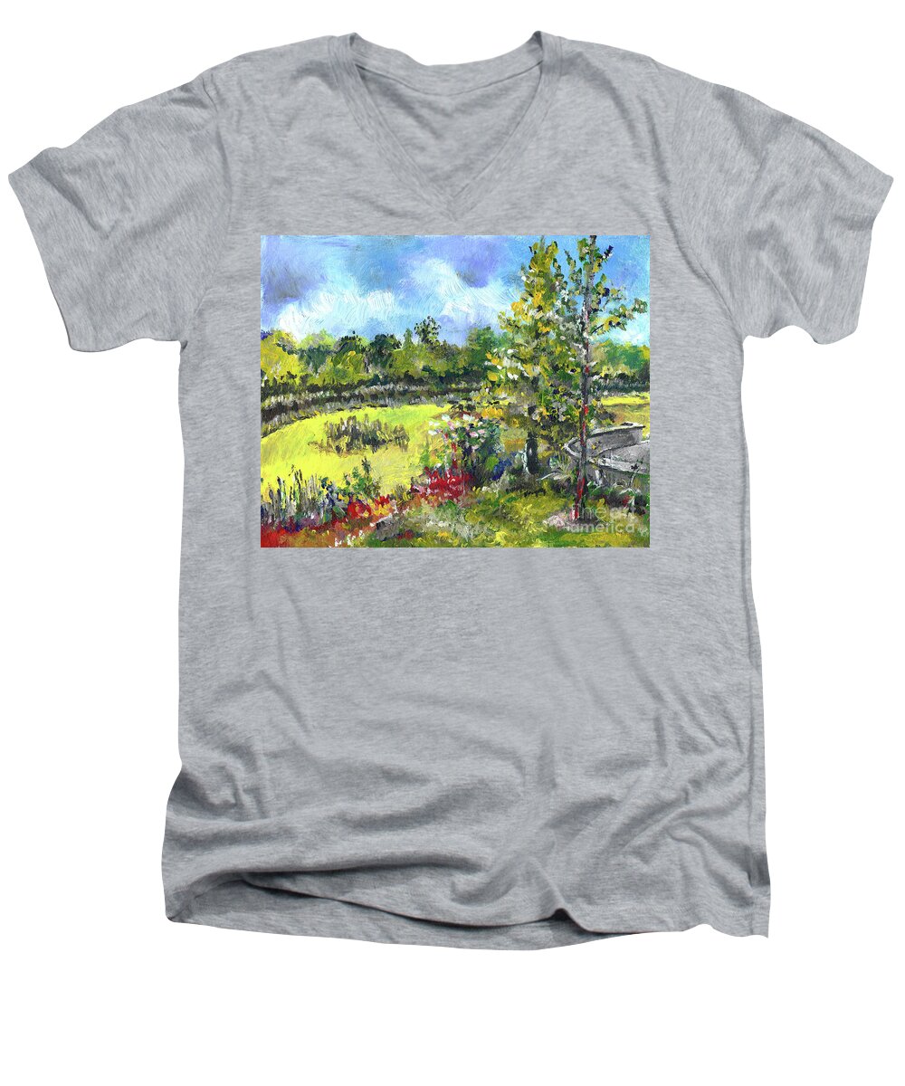 Watershed Men's V-Neck T-Shirt featuring the painting Don t Forget the Wall by Joseph A Langley