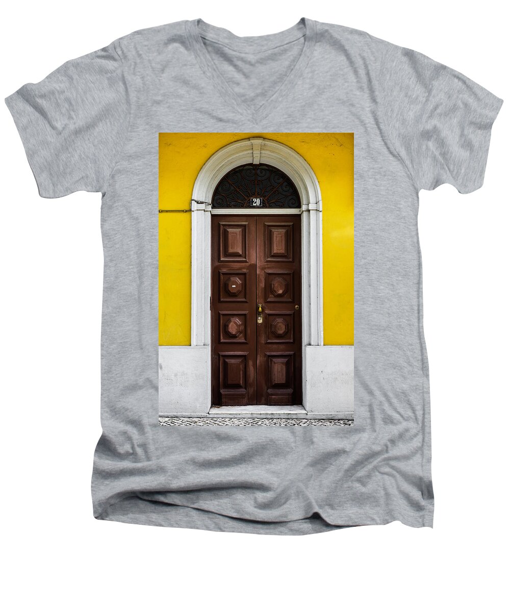 Front Door Men's V-Neck T-Shirt featuring the photograph Door No 20 by Marco Oliveira