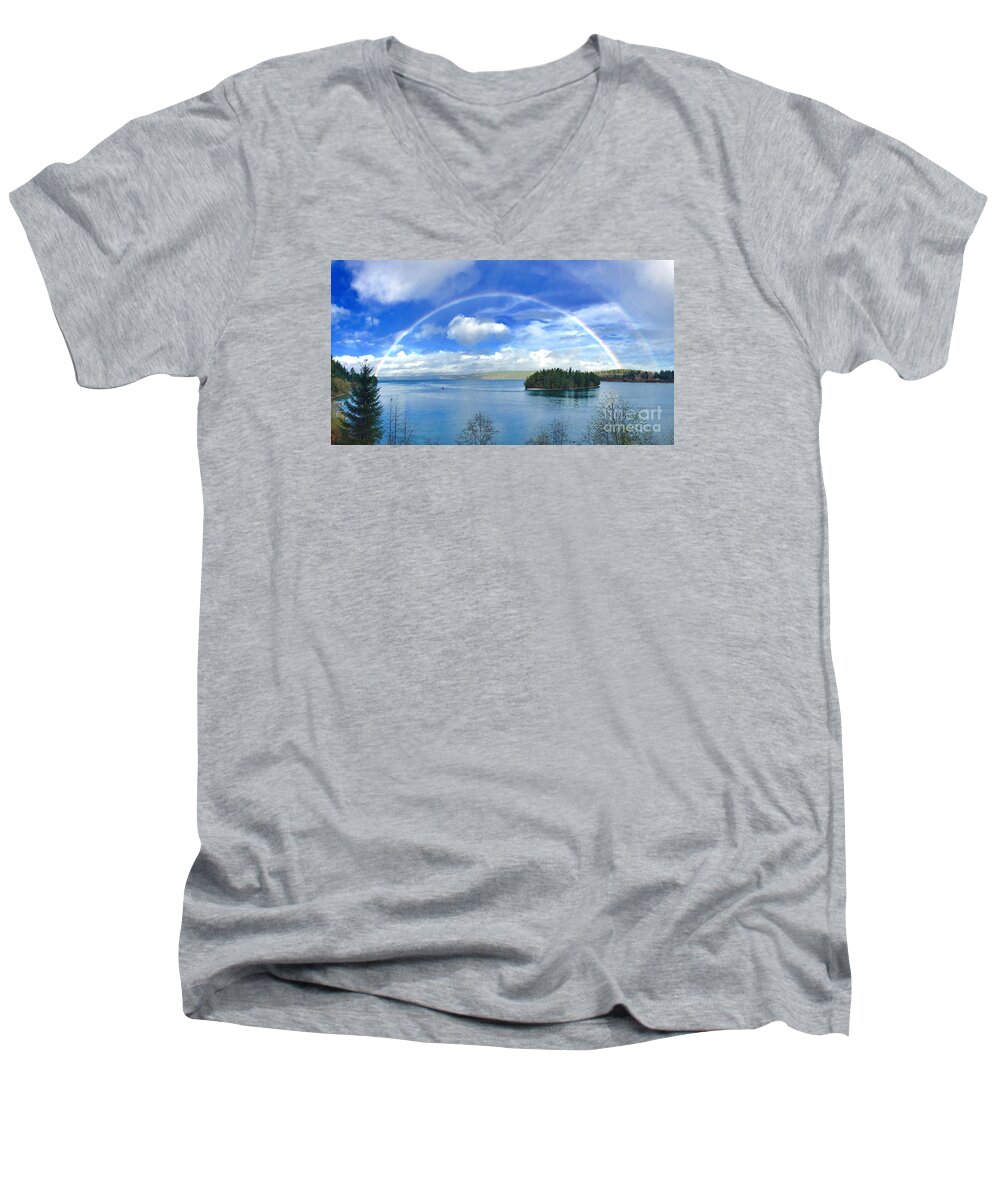 Photography Men's V-Neck T-Shirt featuring the photograph Double Rainbow by Sean Griffin