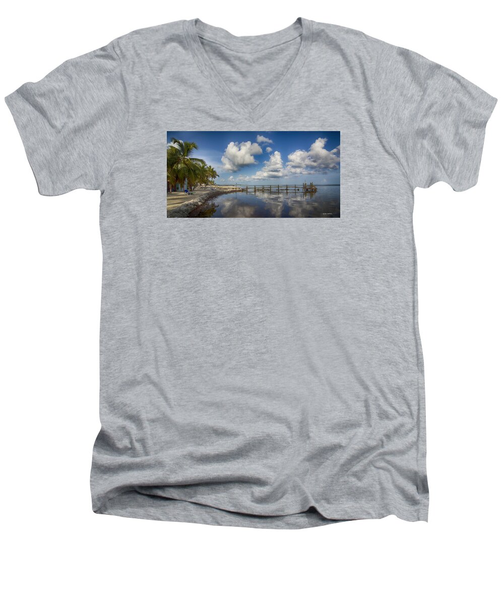 Florida Keys Men's V-Neck T-Shirt featuring the photograph Down The Shore by Don Durfee