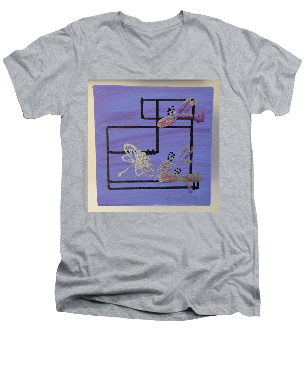 Dragonfly Men's V-Neck T-Shirt featuring the painting Exquisite Dragonflies by Kenlynn Schroeder