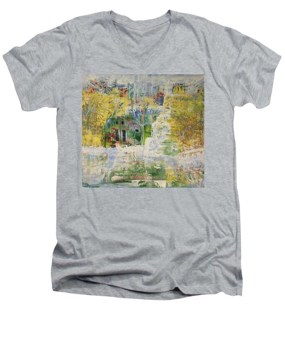 Acrylic On Canvas Men's V-Neck T-Shirt featuring the painting Dream of Dreams. by Sima Amid Wewetzer