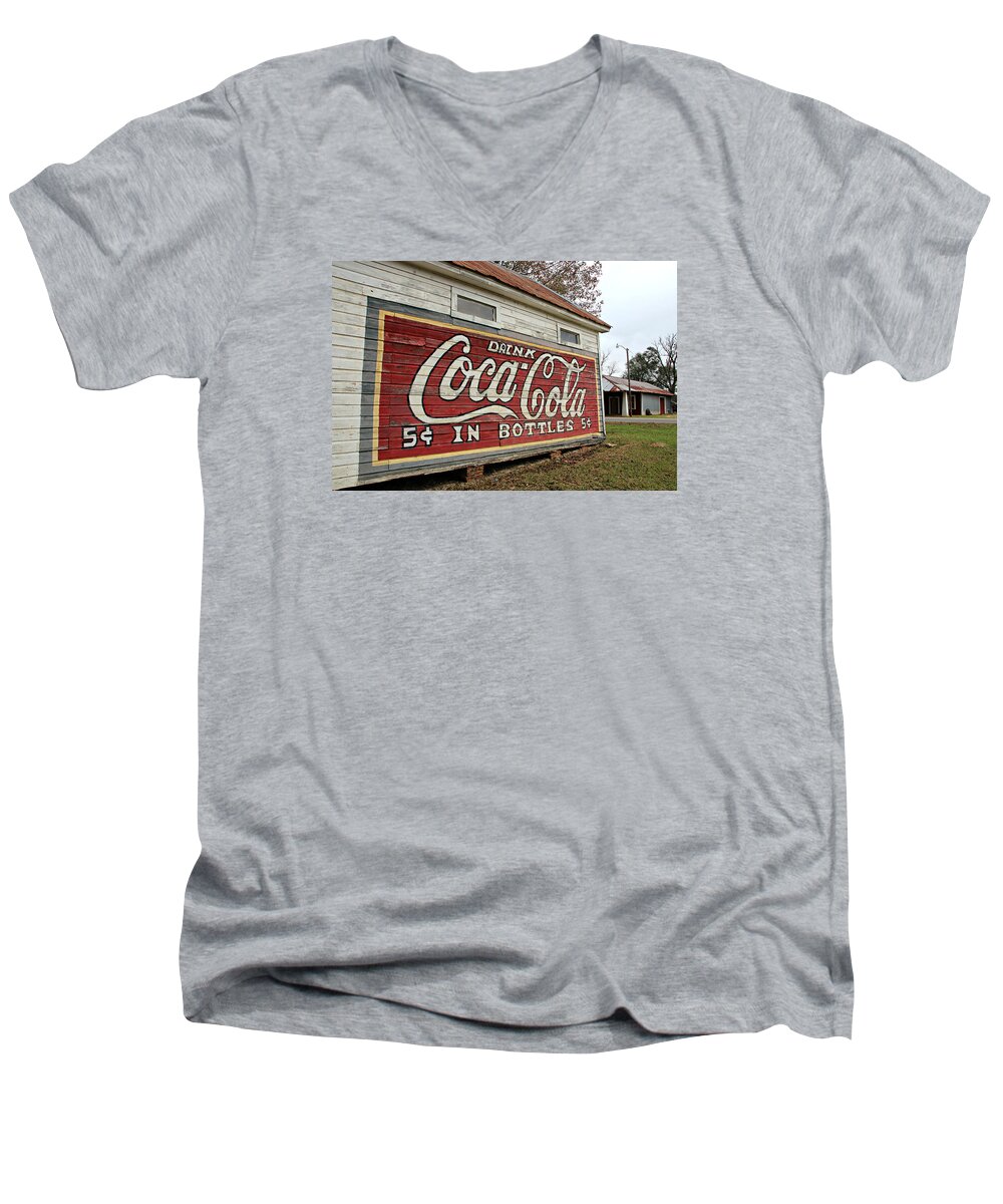 Burnt Corn Alabama Men's V-Neck T-Shirt featuring the photograph Drink Coca-Cola by Lynn Jordan