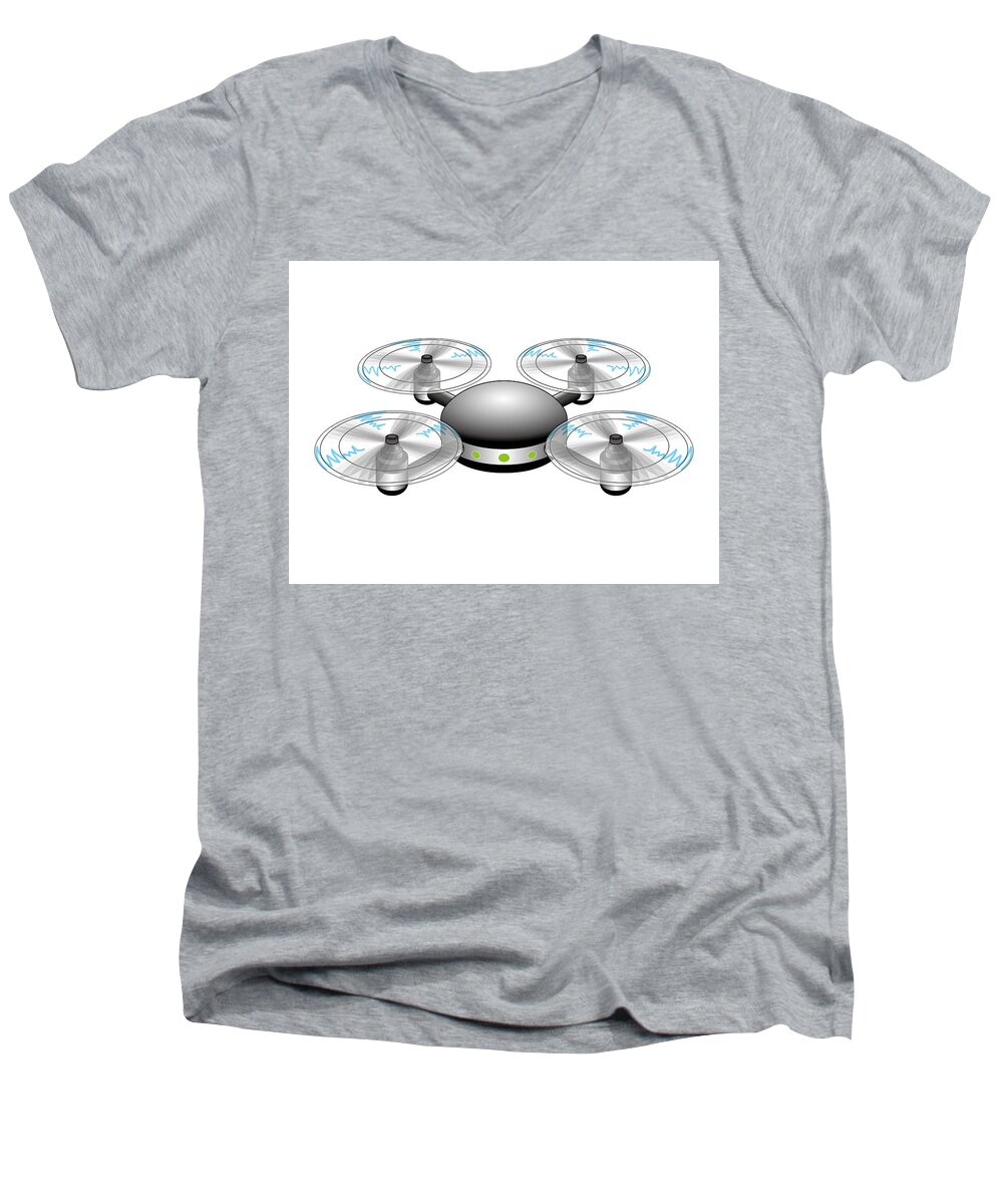  Men's V-Neck T-Shirt featuring the digital art Drone by Moto-hal