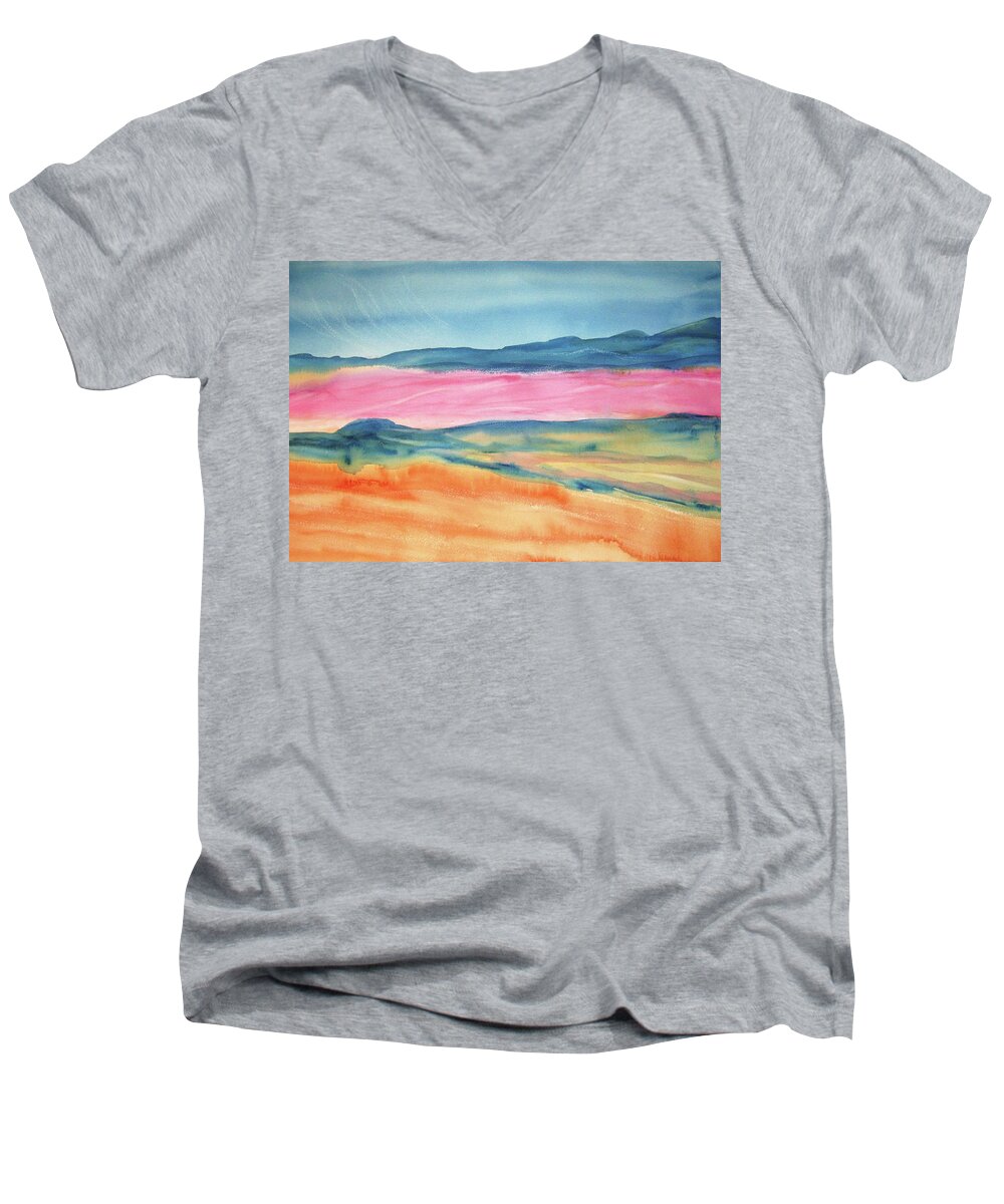 Dunes Men's V-Neck T-Shirt featuring the painting Dunes by Ellen Levinson
