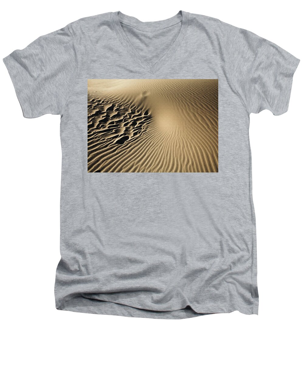 Landscape Men's V-Neck T-Shirt featuring the photograph Dunes Footprints by Sharon Foster
