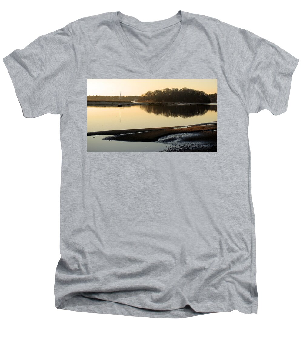Early Morning Men's V-Neck T-Shirt featuring the photograph Early morning reflections by Bruce Gannon