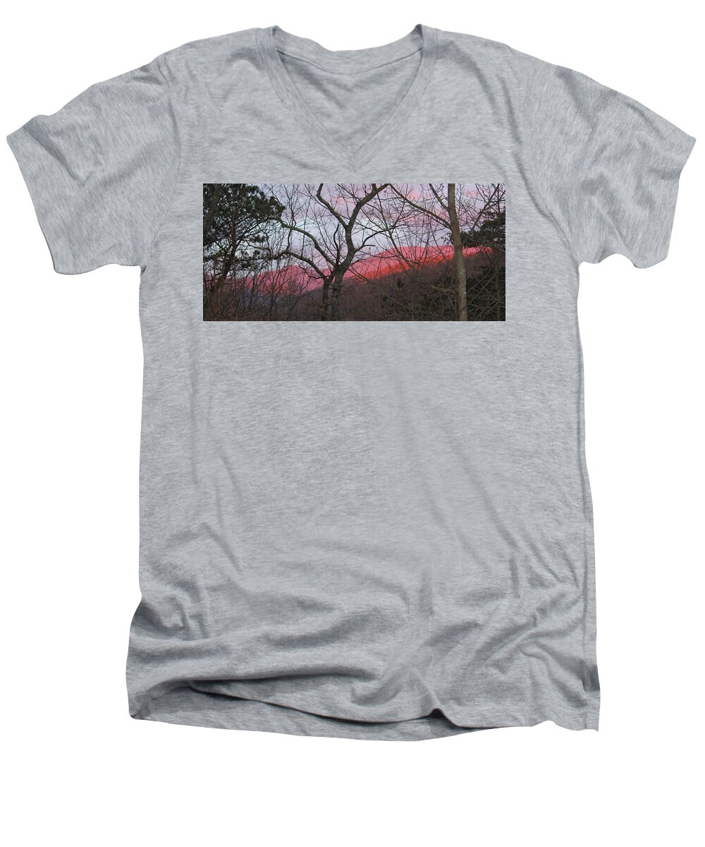 Spring Men's V-Neck T-Shirt featuring the photograph Early Spring Sunrise by Tammy Schneider