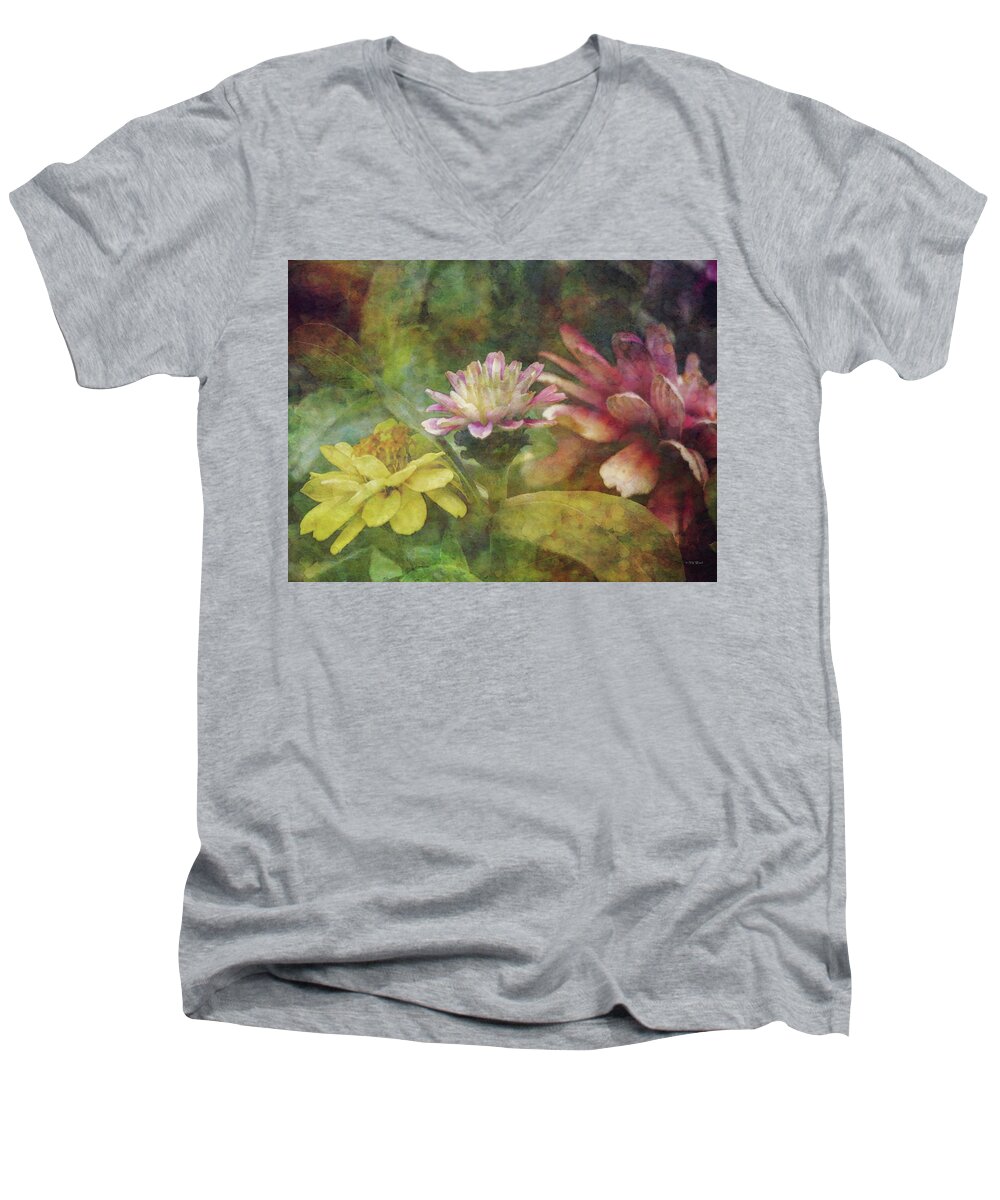Impressionist Men's V-Neck T-Shirt featuring the photograph Early Summer Flowers 1304 IDP_2 by Steven Ward