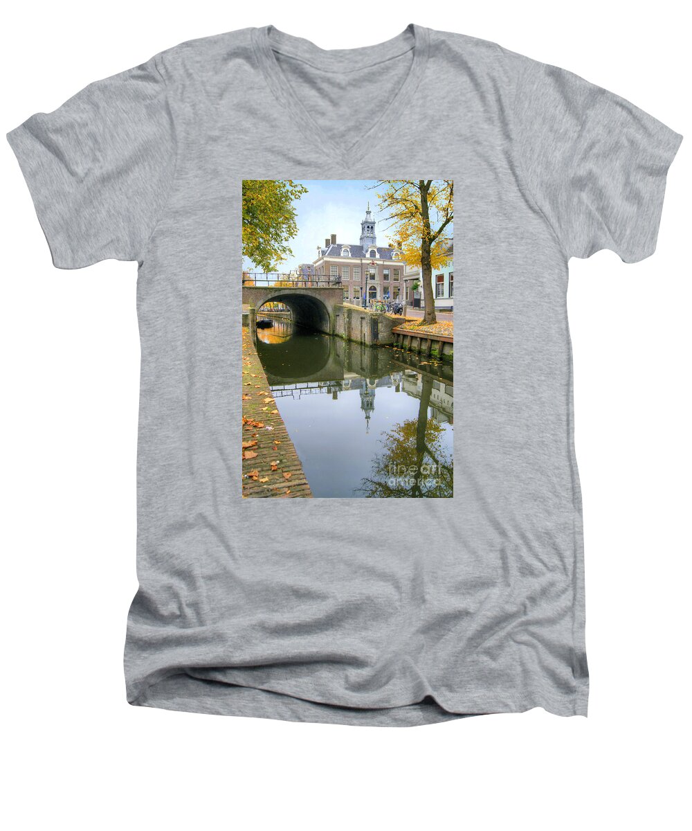 Edam Men's V-Neck T-Shirt featuring the photograph Edam Town Hall by David Birchall