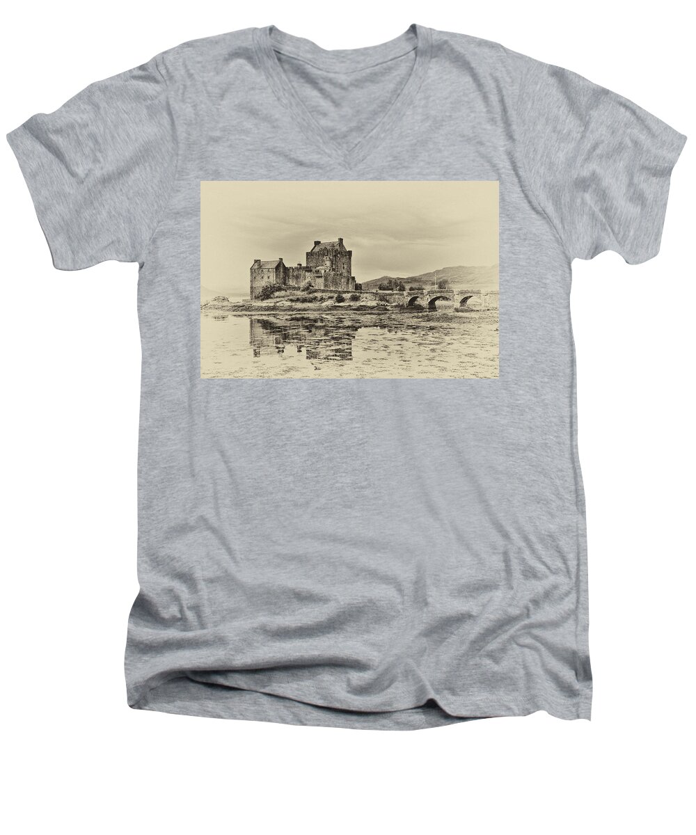 Eilean Donan Castle Men's V-Neck T-Shirt featuring the photograph Eilean Donan Castle by Chris Thaxter