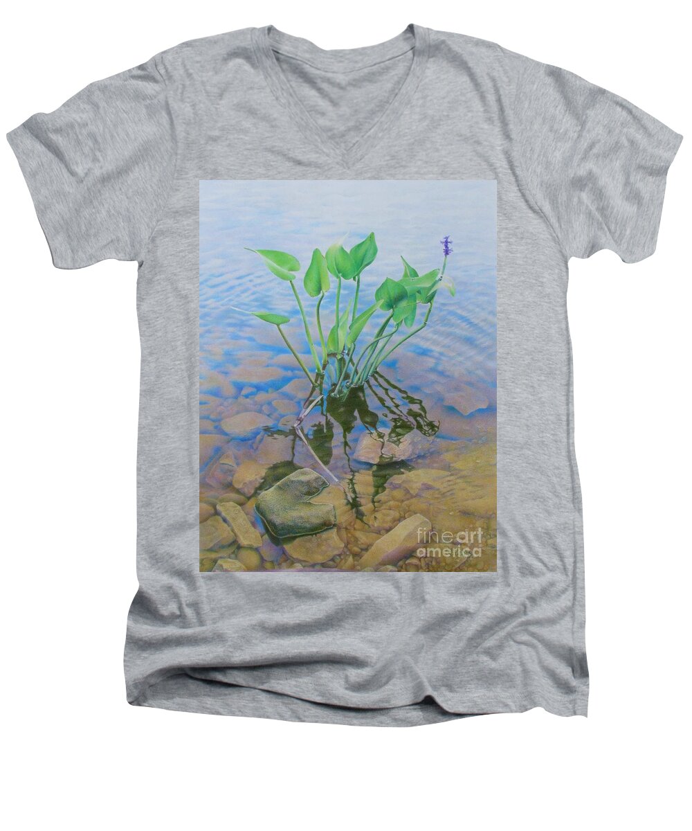 Water Men's V-Neck T-Shirt featuring the painting Ellie's Touch by Pamela Clements
