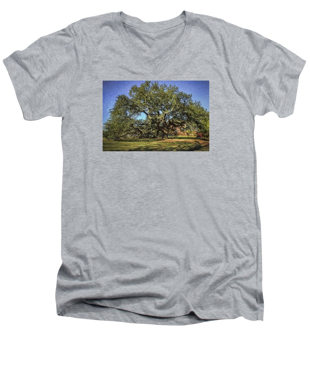 Emancipation Oak Men's V-Neck T-Shirt featuring the photograph Emancipation Oak Tree by Jerry Gammon