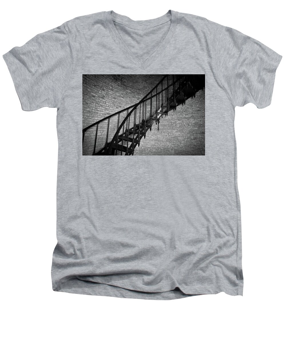 Currituck Staircase Men's V-Neck T-Shirt featuring the photograph Enchanted Staircase II - Currituck Lighthouse by David Sutton