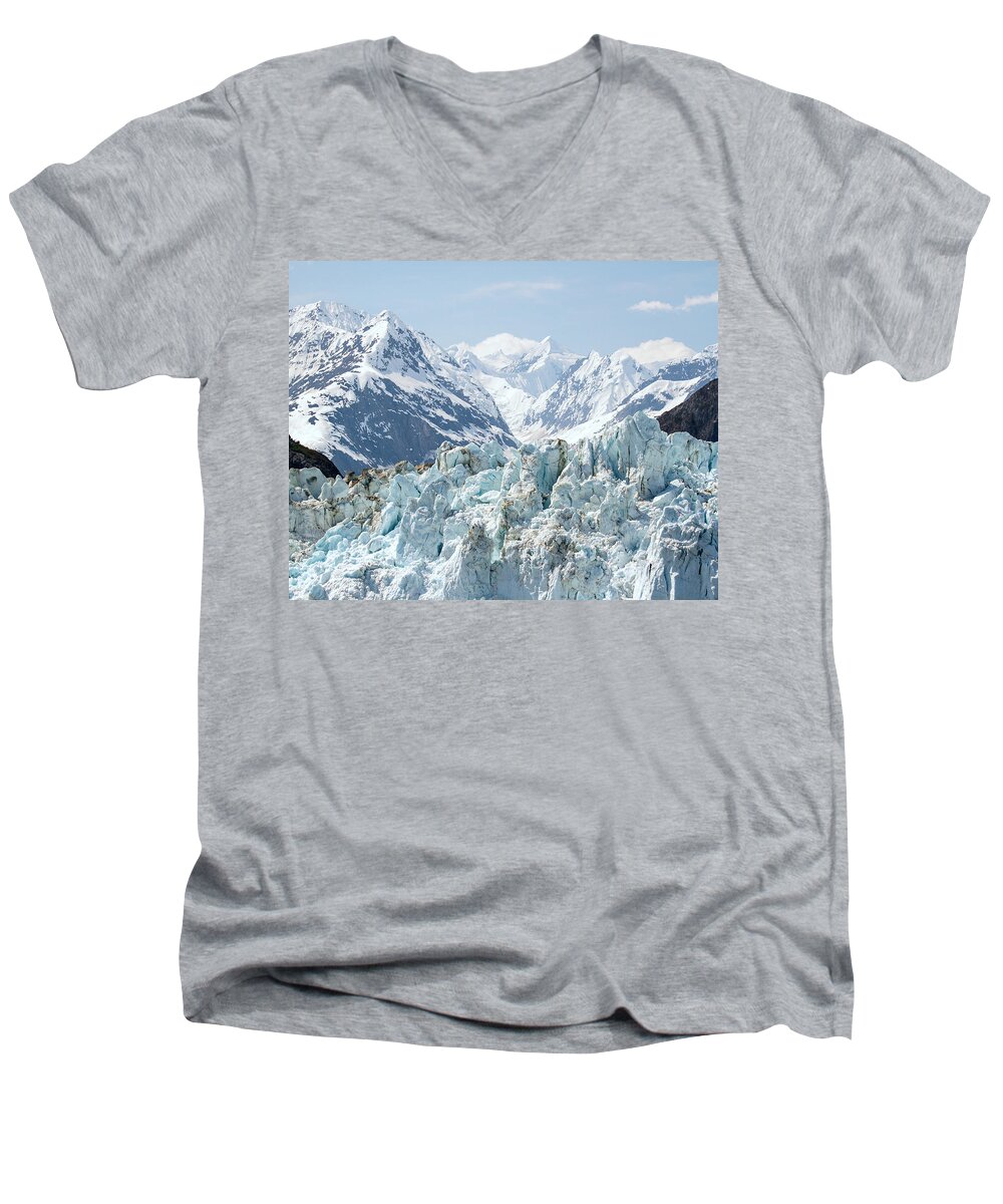  Alaska Men's V-Neck T-Shirt featuring the photograph Glaciers End of a Journey by Allan Levin