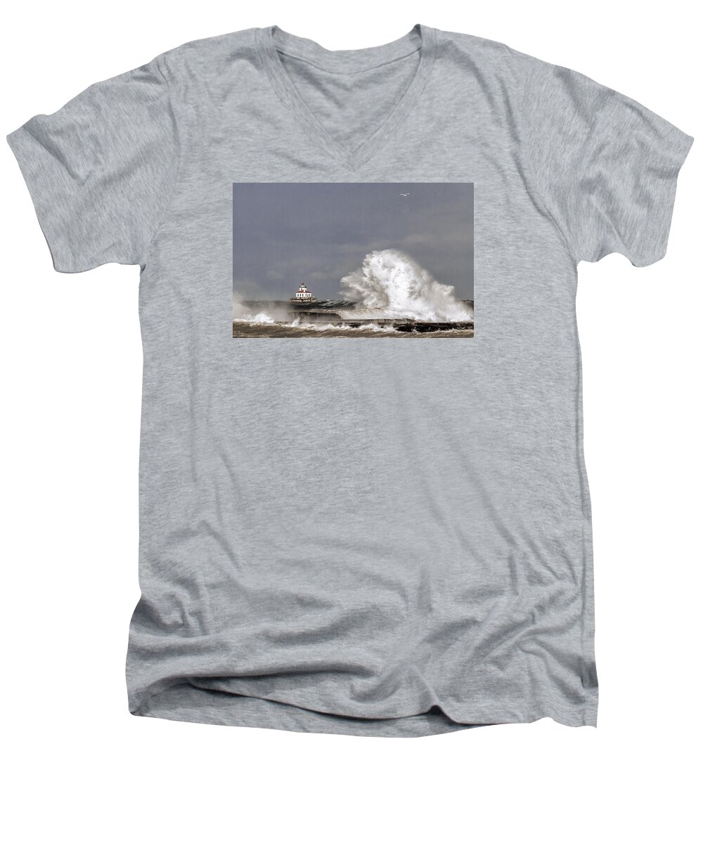 Oswego Men's V-Neck T-Shirt featuring the photograph Energy Released by Everet Regal