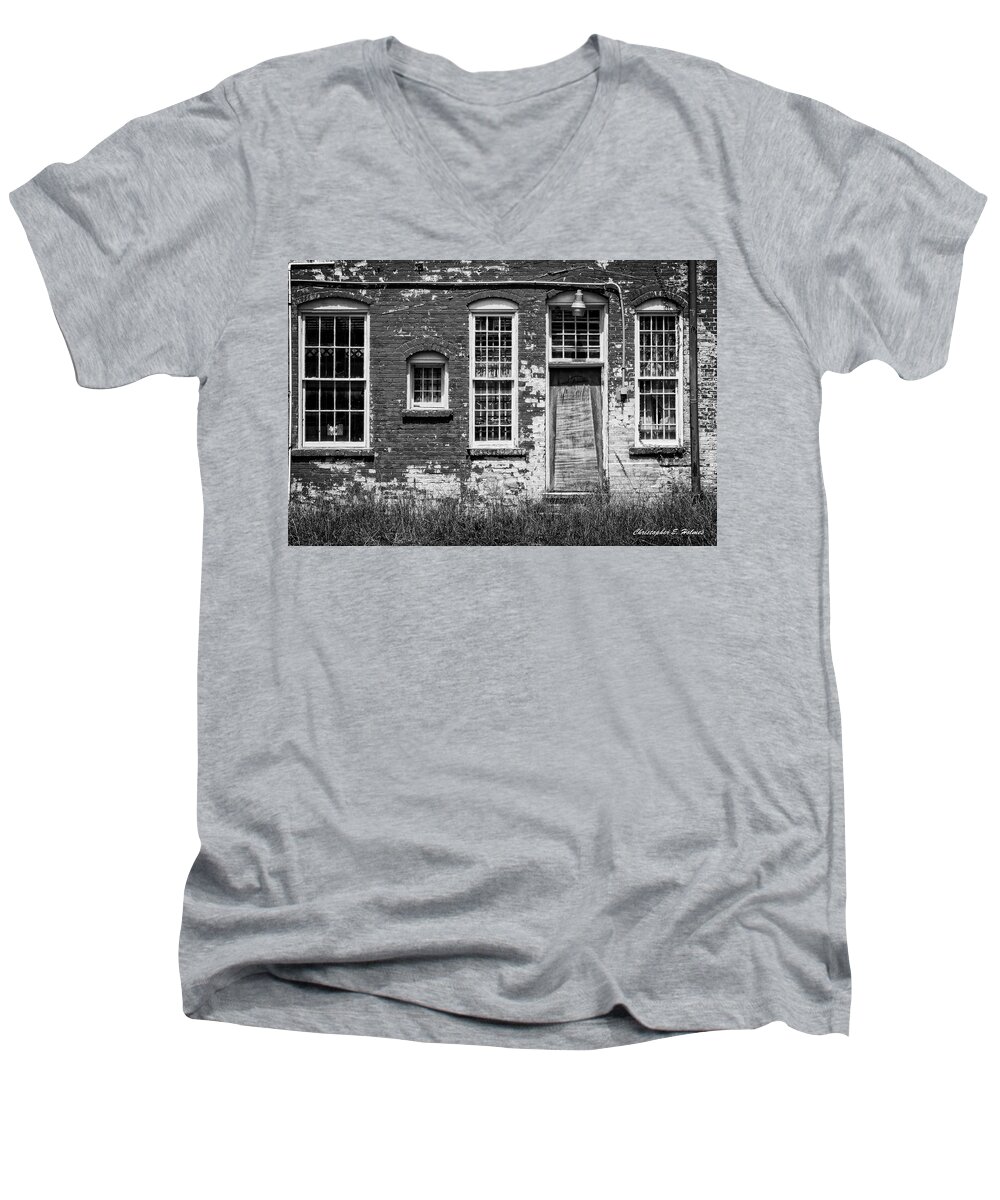 Christopher Holmes Photography Men's V-Neck T-Shirt featuring the photograph Enough Windows - BW by Christopher Holmes