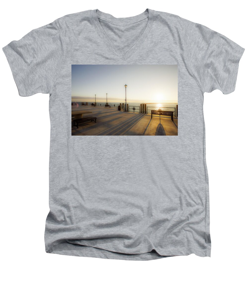 Sun Men's V-Neck T-Shirt featuring the photograph Evening Sun by Michael Hope
