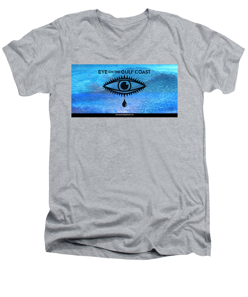 Gulf Of Mexico Men's V-Neck T-Shirt featuring the mixed media Eye on the Gulf Coast by Paul Gaj