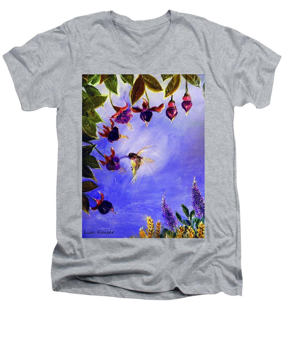 Fabulous Men's V-Neck T-Shirt featuring the painting Fabulous Fast Food by Lisa Kaiser