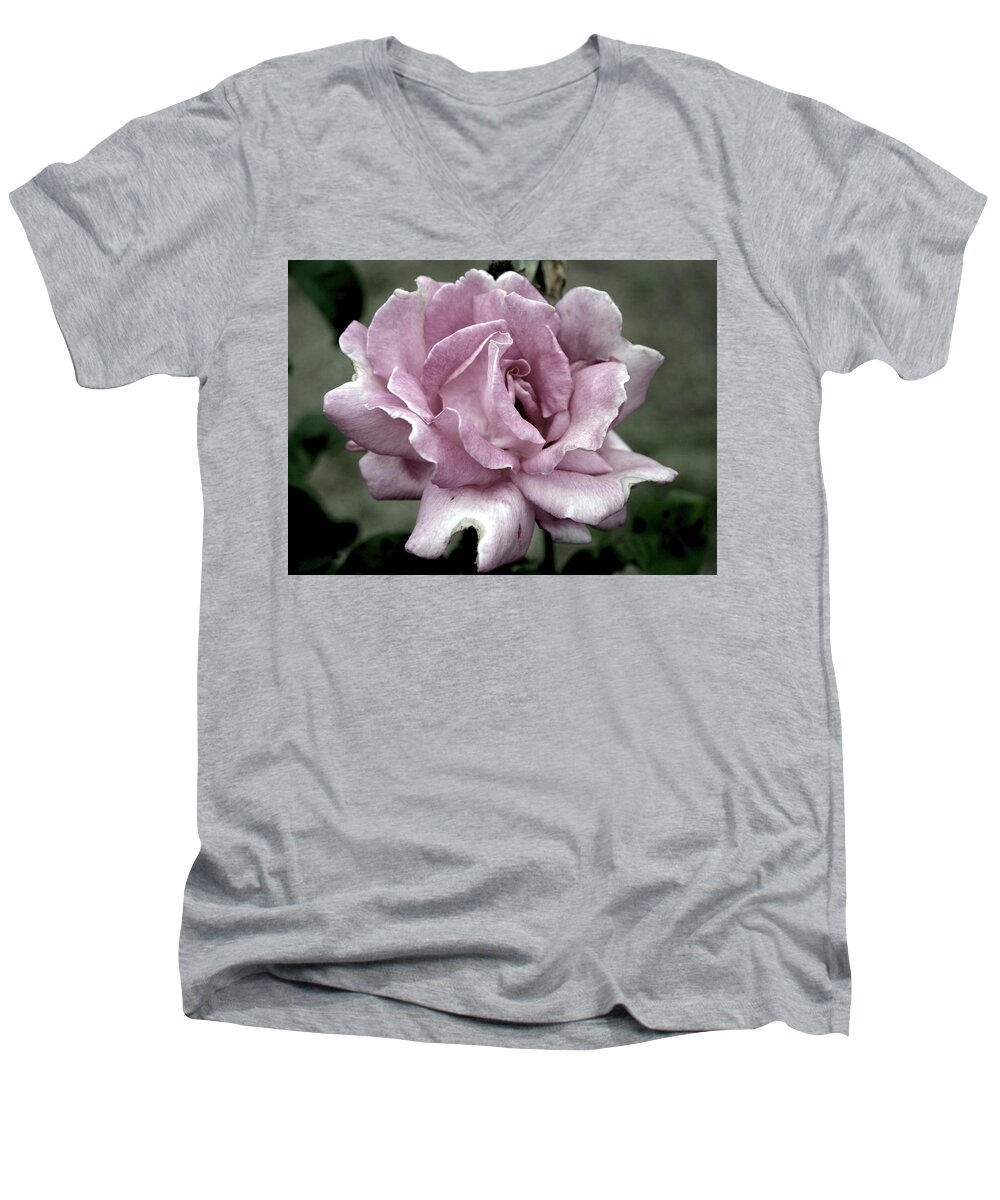Rose Men's V-Neck T-Shirt featuring the photograph Faded Beauty Rose 0226 H_2 by Steven Ward