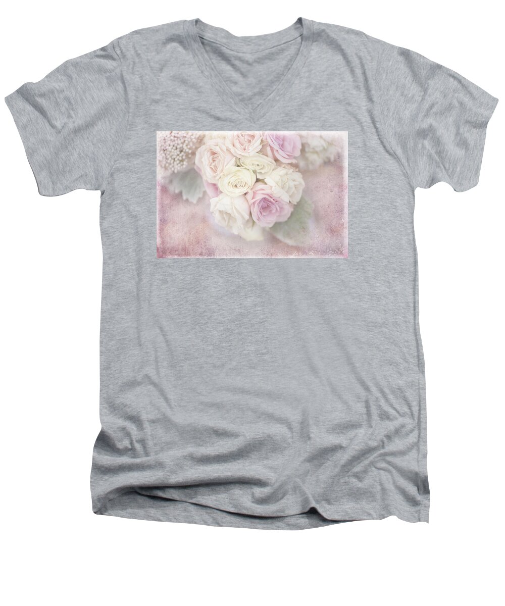 Roses Men's V-Neck T-Shirt featuring the photograph Faded Memories by Jill Love