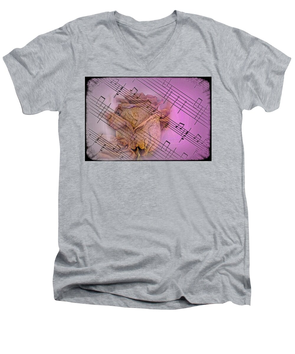 Music Men's V-Neck T-Shirt featuring the photograph Faded Music by Ches Black