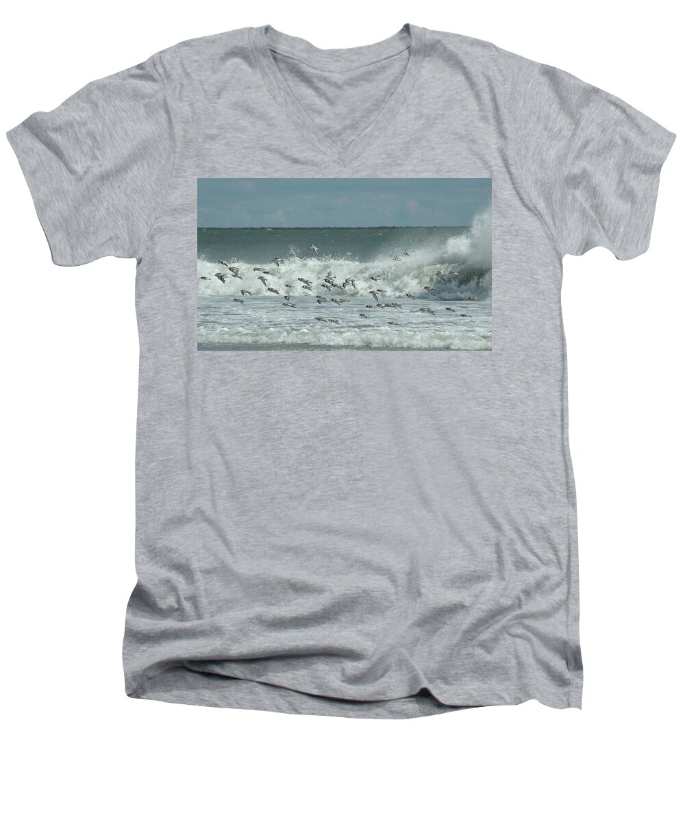 North Wildwood Men's V-Neck T-Shirt featuring the photograph Fall at the Shore #1 by Greg Graham