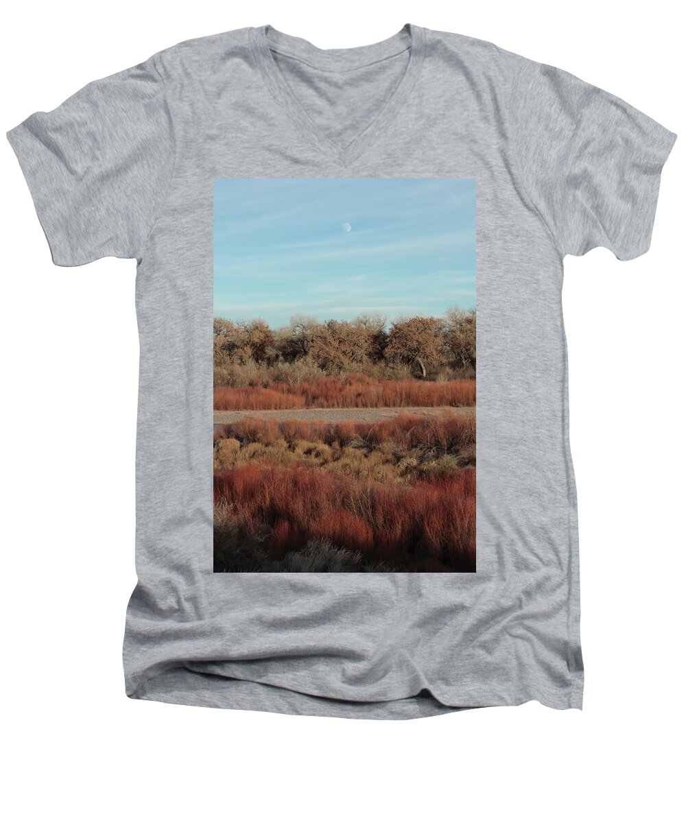 Fall Men's V-Neck T-Shirt featuring the photograph Fall Colors in the Bosque by David Diaz