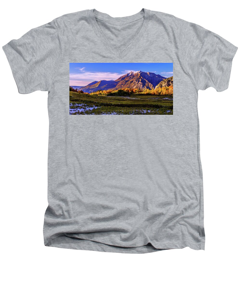 Fall Meadow Men's V-Neck T-Shirt featuring the photograph Fall Meadow by Chad Dutson
