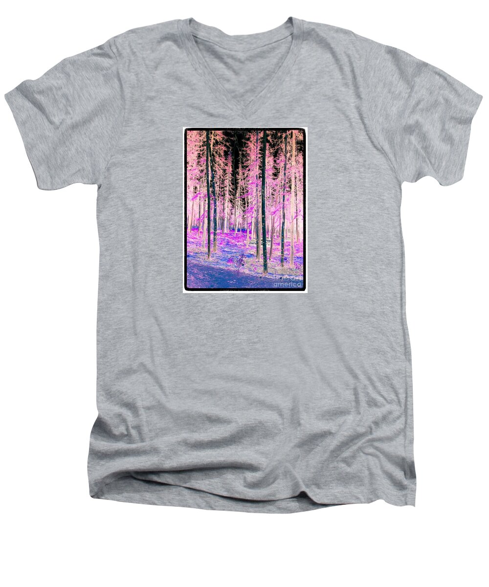 Forest Men's V-Neck T-Shirt featuring the photograph Fantasy Forest by Linda Bianic