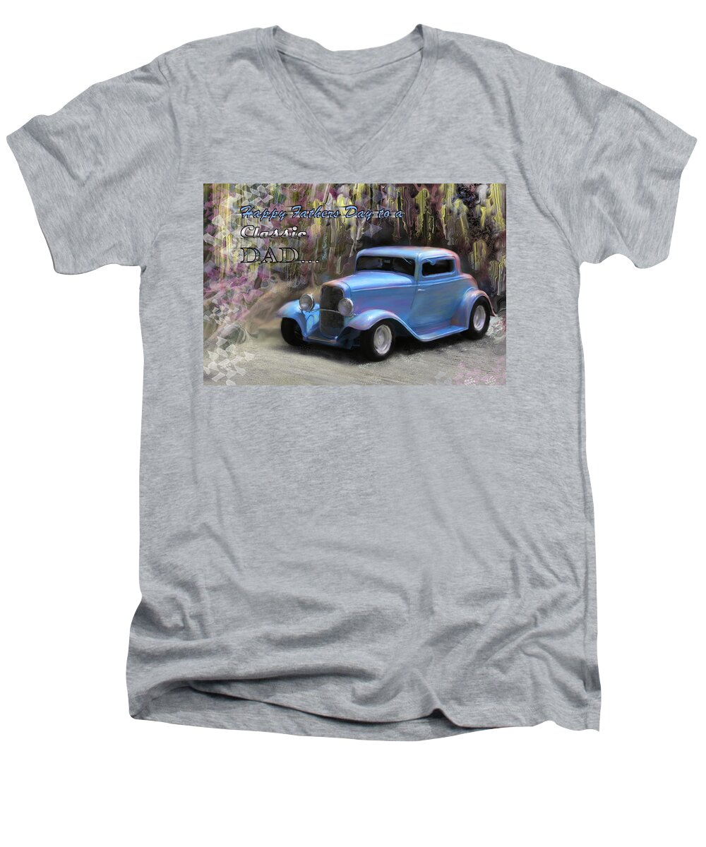 Digital Art Men's V-Neck T-Shirt featuring the painting Fathers Day Classic Dad by Susan Kinney