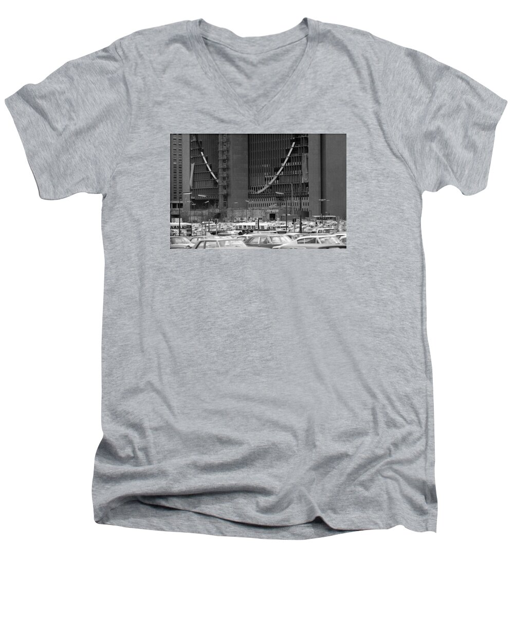 Actions Men's V-Neck T-Shirt featuring the photograph Federal Reserve under construction by Mike Evangelist