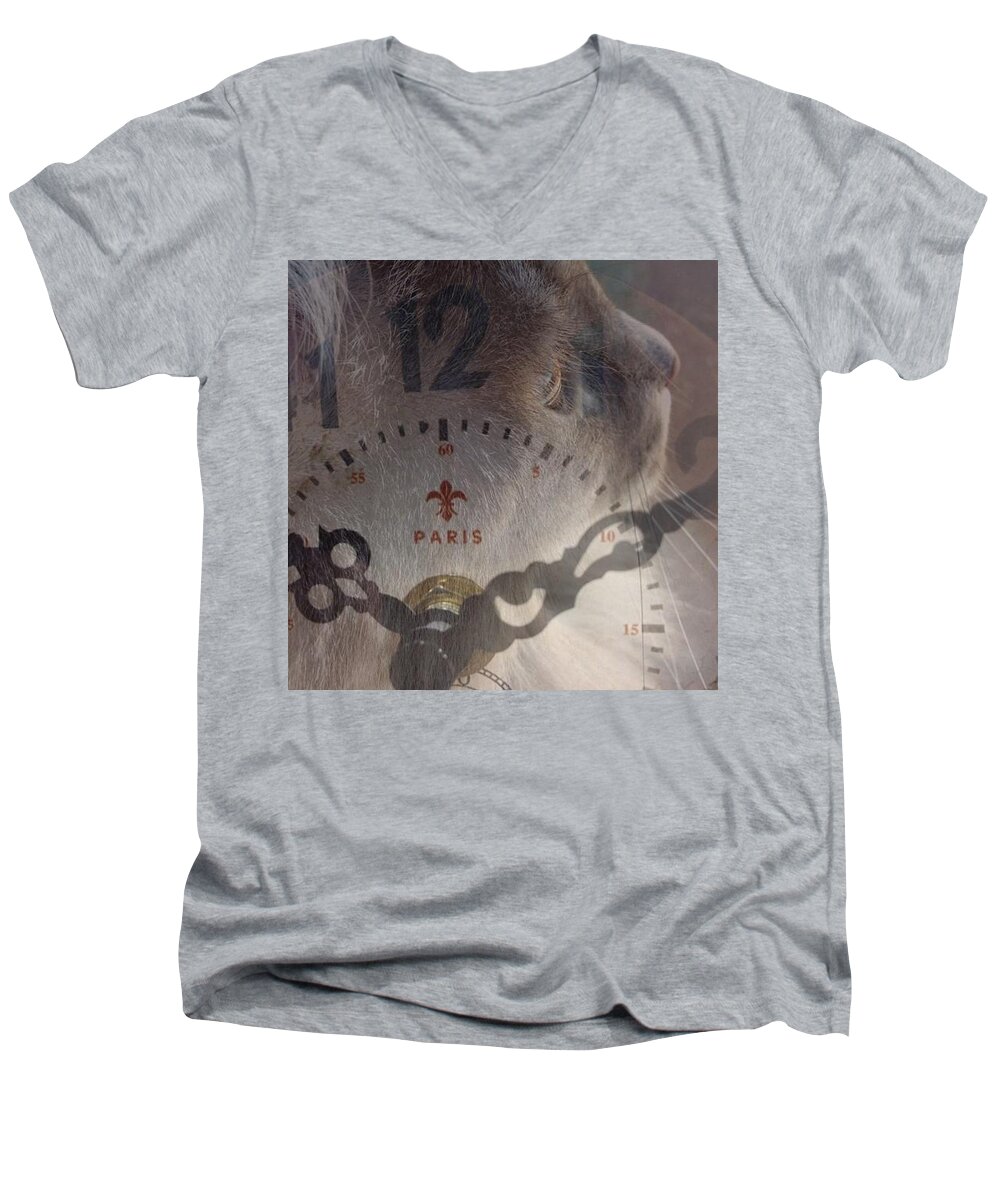 Photography Men's V-Neck T-Shirt featuring the photograph Feline Time by Kathleen Messmer