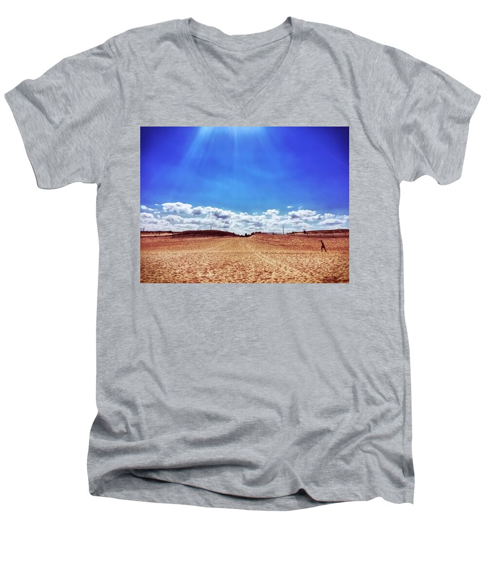 Beach Men's V-Neck T-Shirt featuring the photograph Fenwick Island State Park by Chris Montcalmo