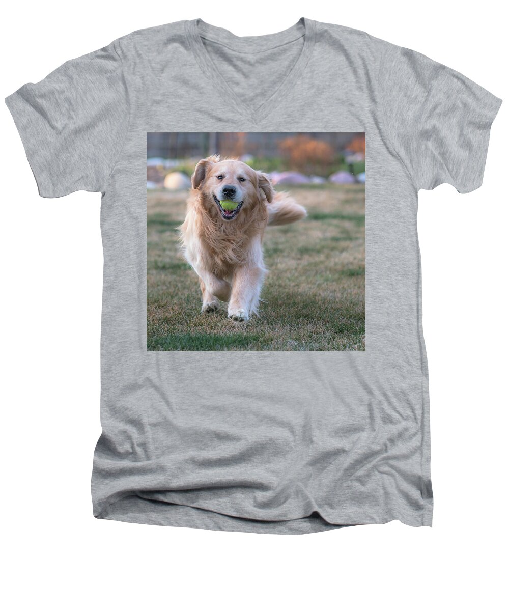 Fetch Men's V-Neck T-Shirt featuring the photograph Fetch by Jennifer Grossnickle