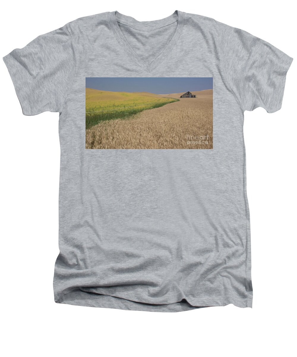 Barn Men's V-Neck T-Shirt featuring the photograph Field of Plenty by John Greco