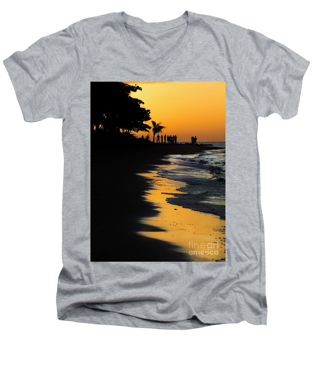 Sunset Men's V-Neck T-Shirt featuring the photograph Fijian Sunset by Karen Lewis