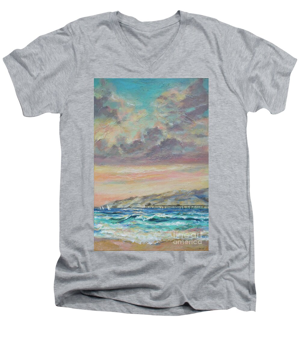 Santa Cruz Men's V-Neck T-Shirt featuring the painting Find My Way Back Home by Linda Olsen