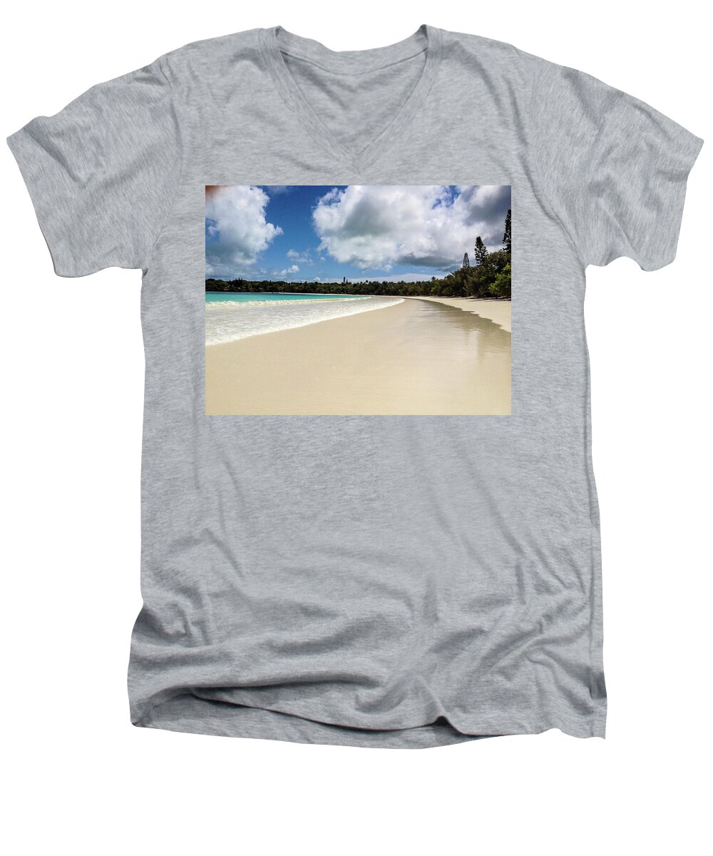 Water Men's V-Neck T-Shirt featuring the photograph First footprints by Dorothy Darden