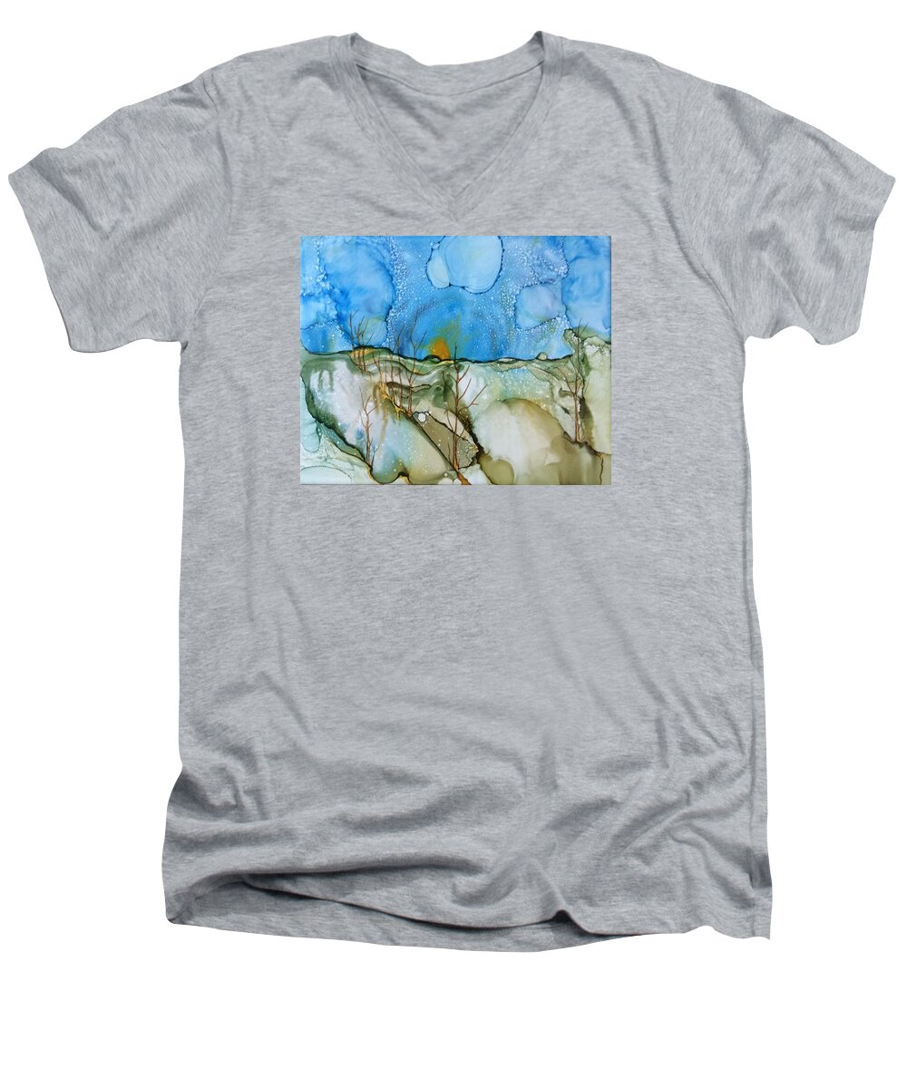Ink Men's V-Neck T-Shirt featuring the painting First Snowfall by Pat Purdy