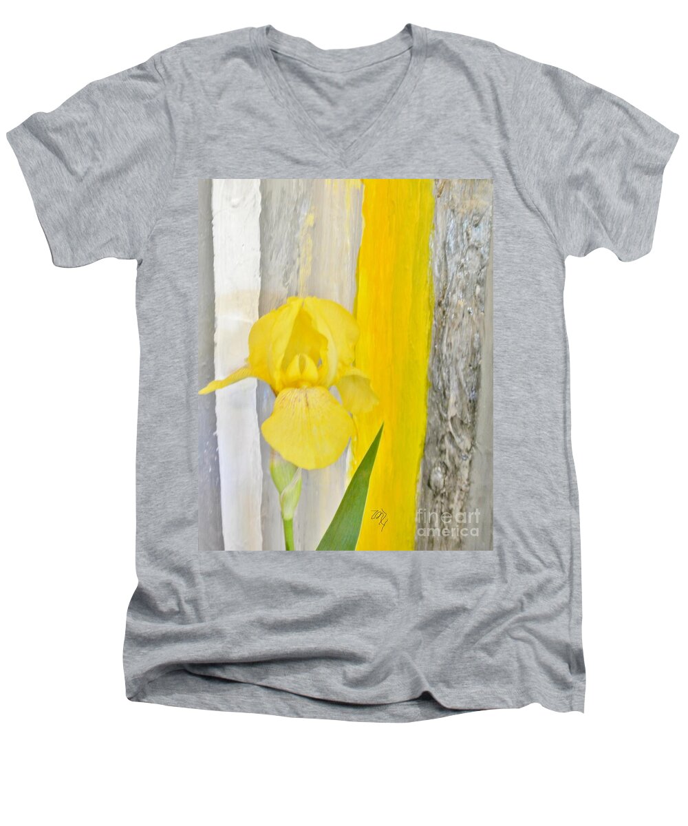Photo Men's V-Neck T-Shirt featuring the photograph First Yellow Iris by Marsha Heiken